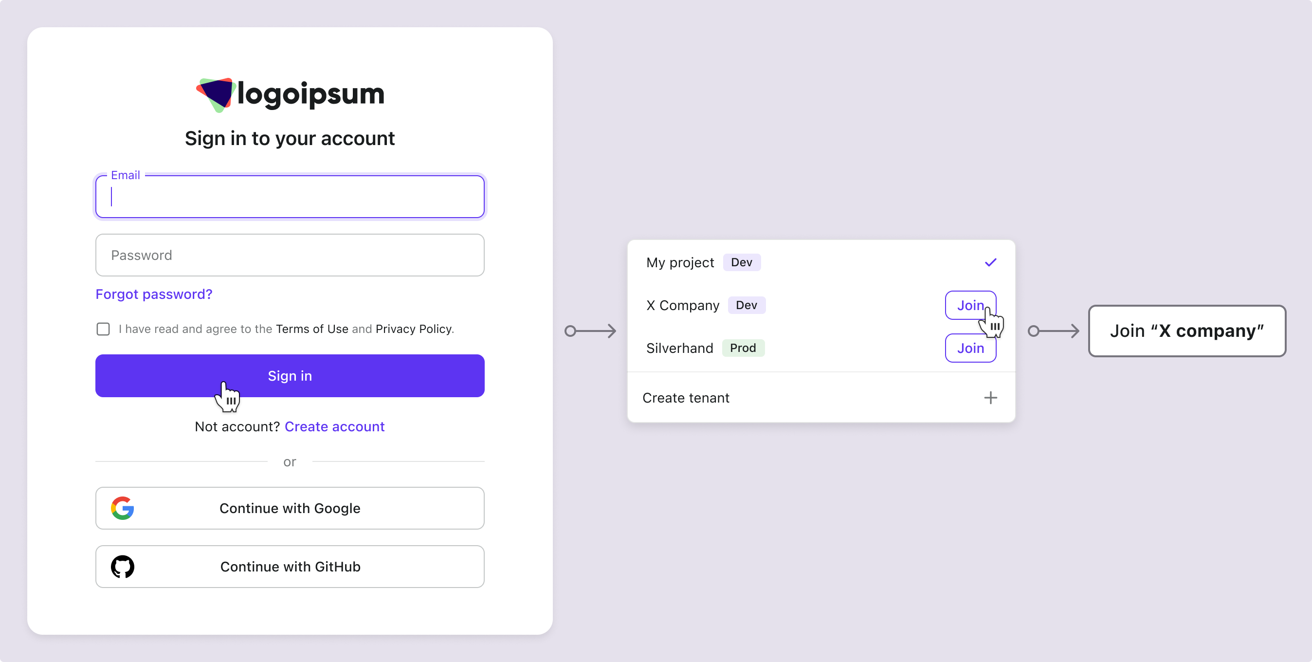 Join organization within the app